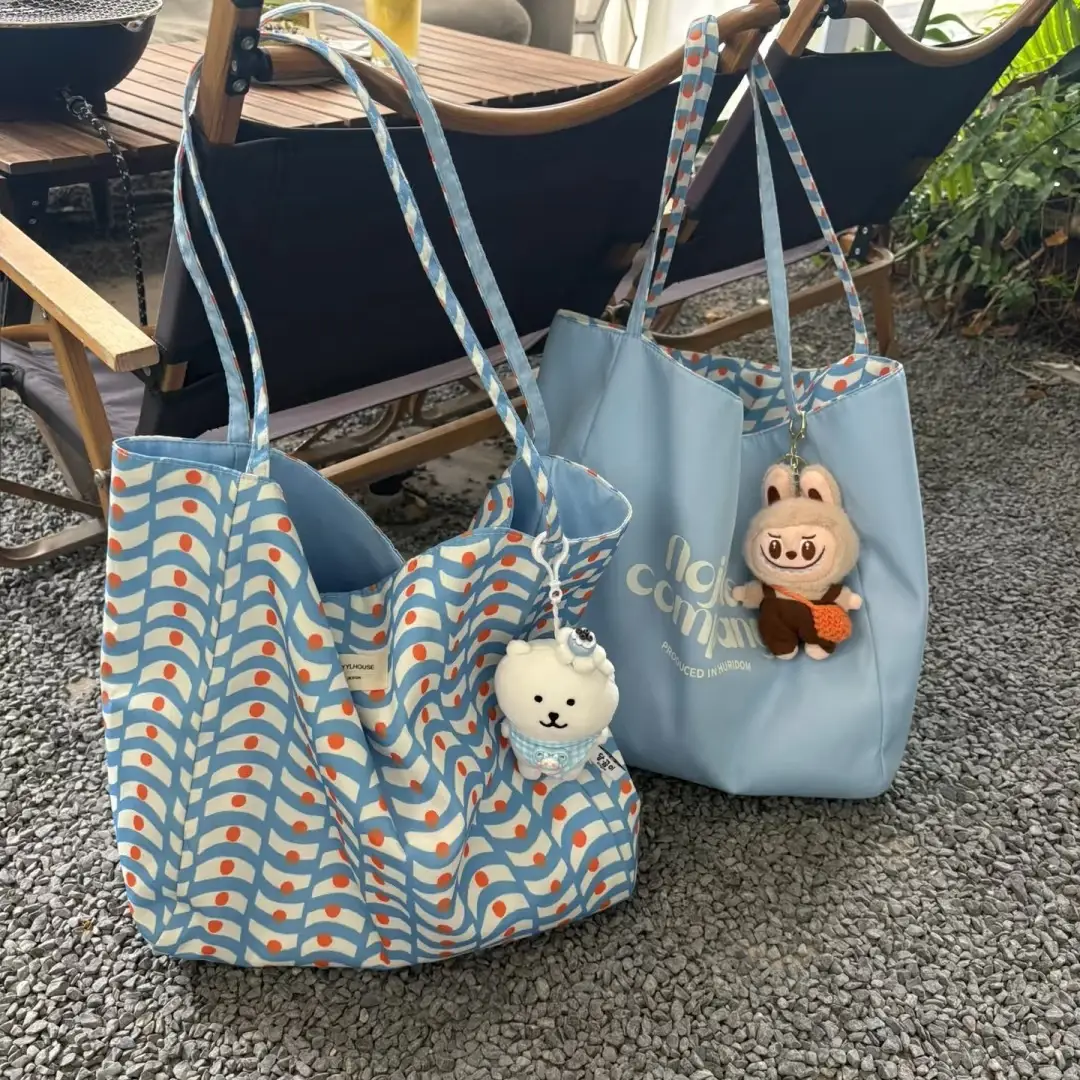 Korean Style Red White Striped Shoulder Tote Bag for Women - Image 4