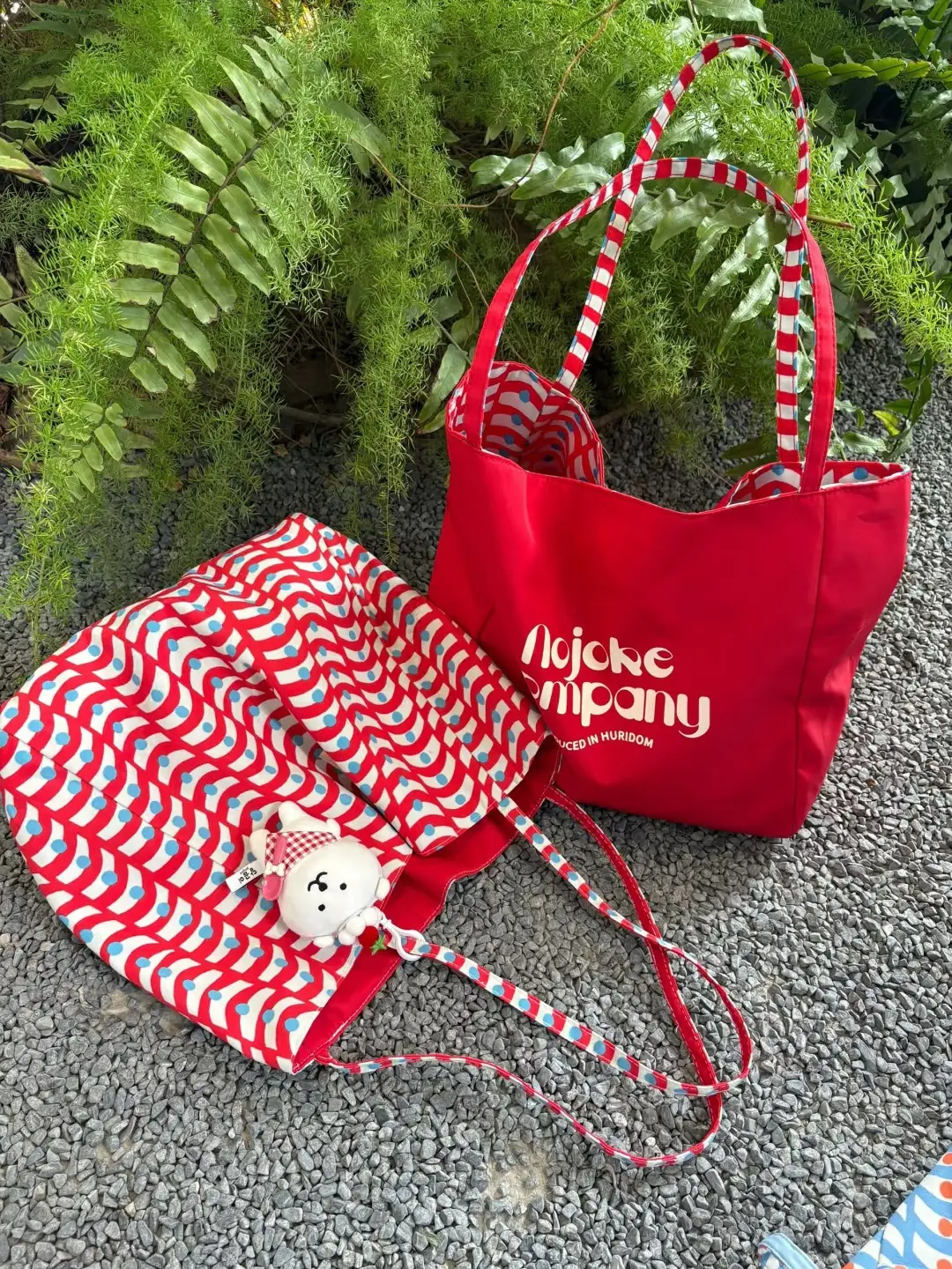 Korean Style Red White Striped Shoulder Tote Bag for Women — feature 19