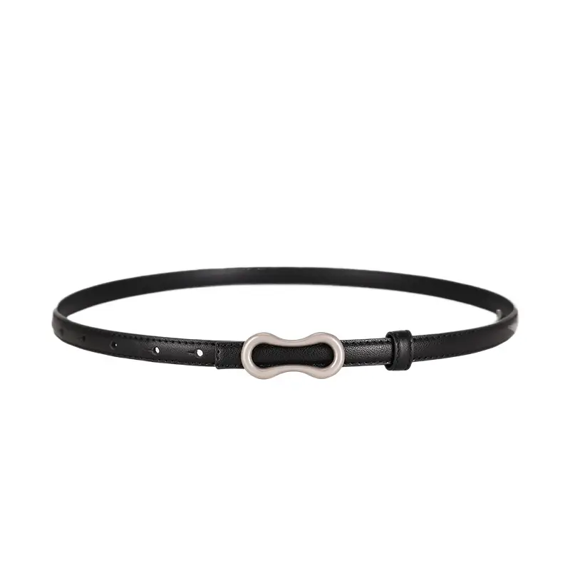 Women's Grey Figure-Eight Buckle Slim Waist Belt - Image 11