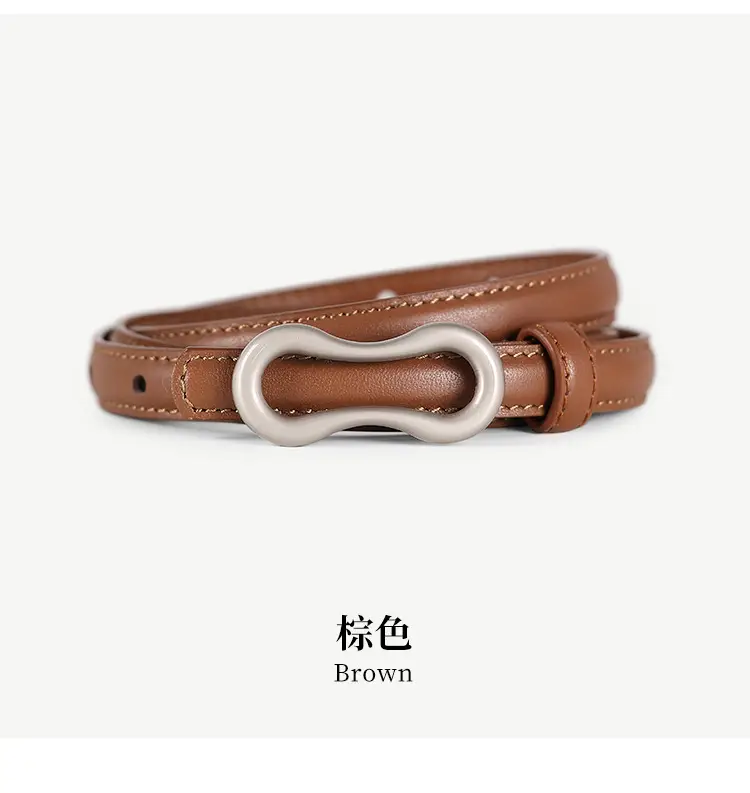 Women's Grey Figure-Eight Buckle Slim Waist Belt — feature 16