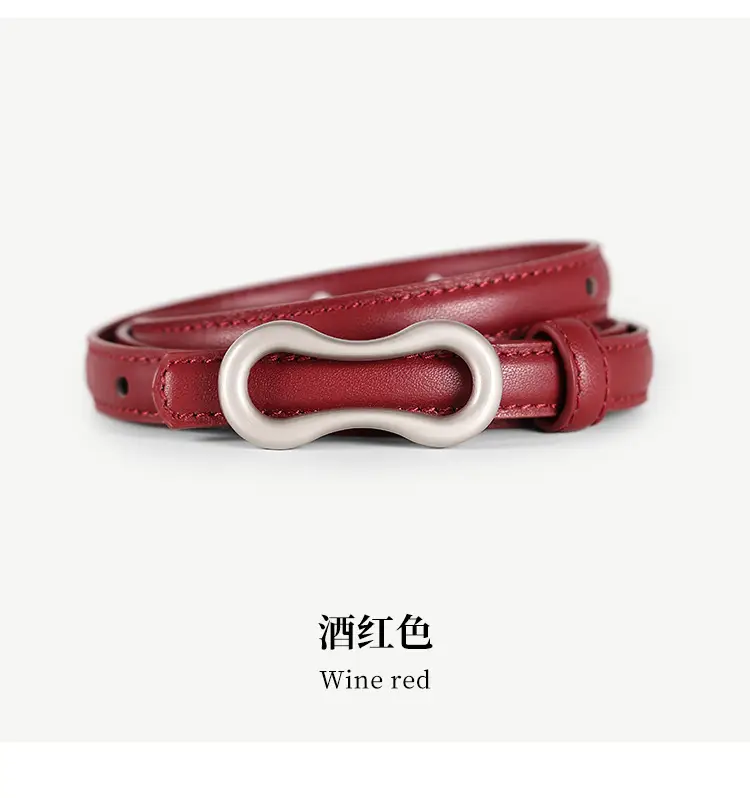Women's Grey Figure-Eight Buckle Slim Waist Belt — feature 18
