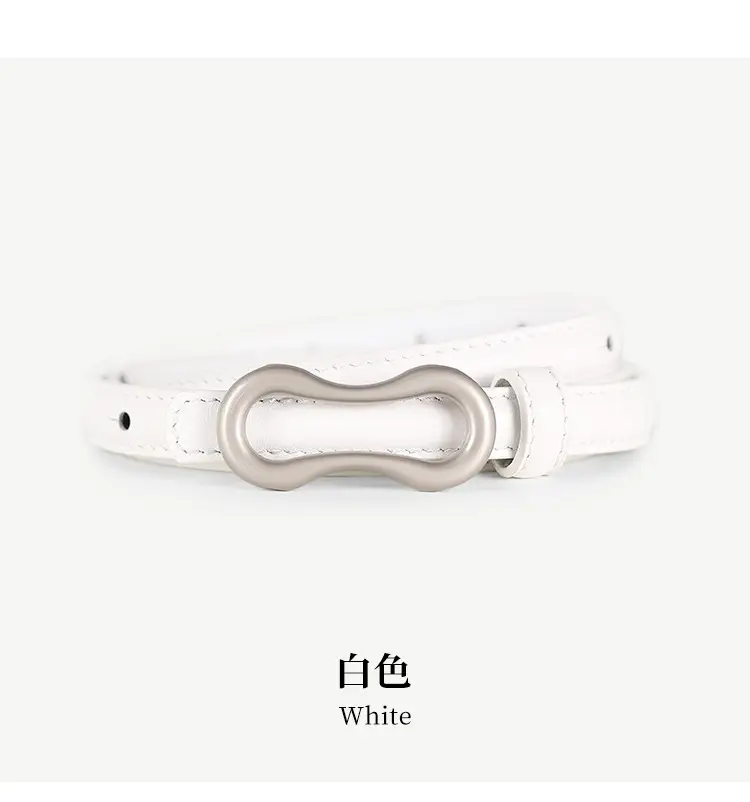 Women's Grey Figure-Eight Buckle Slim Waist Belt — feature 20