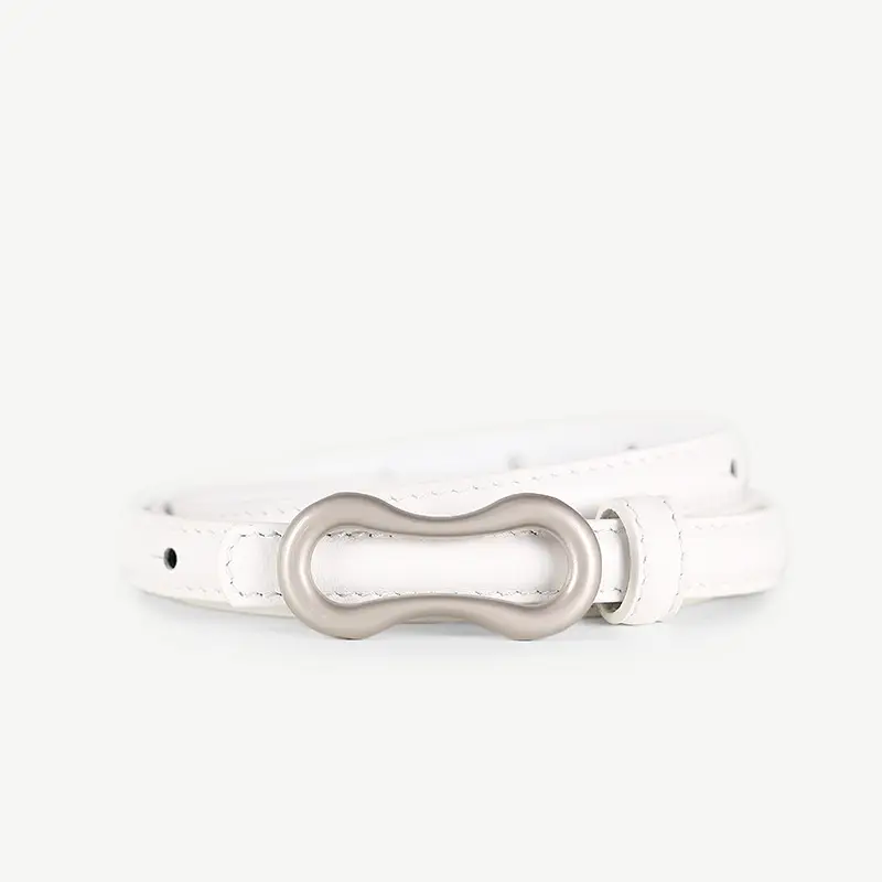 Women's Grey Figure-Eight Buckle Slim Waist Belt - Image 2