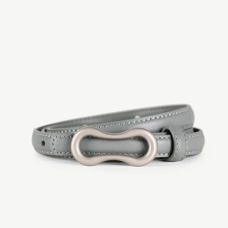 Women's Grey Figure-Eight Buckle Slim Waist Belt - Image 3