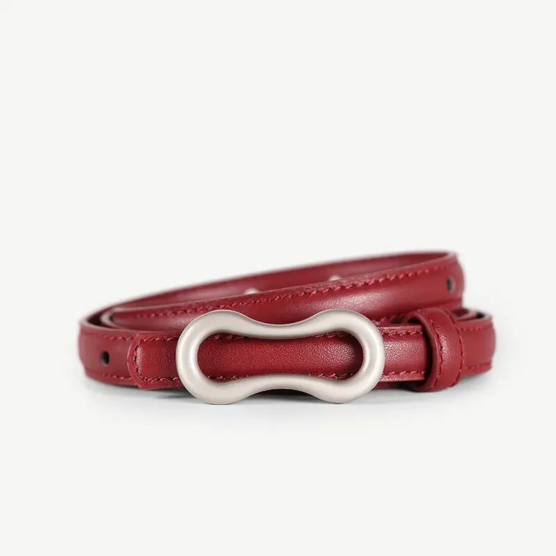 Women's Grey Figure-Eight Buckle Slim Waist Belt - Image 4