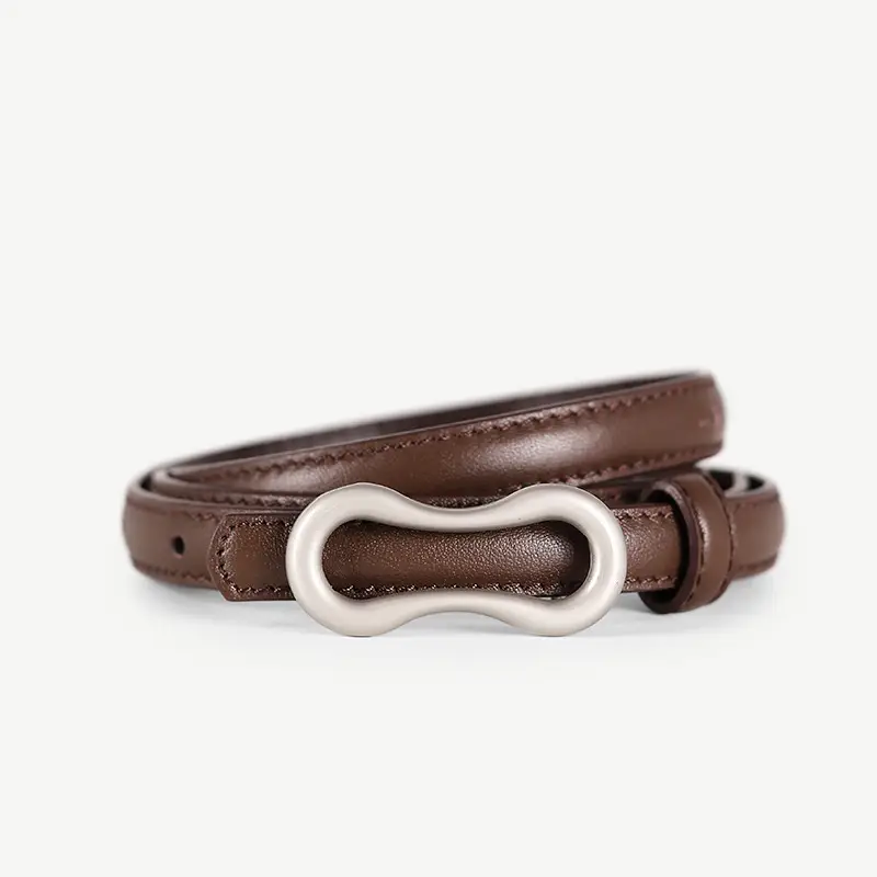 Women's Grey Figure-Eight Buckle Slim Waist Belt - Image 5