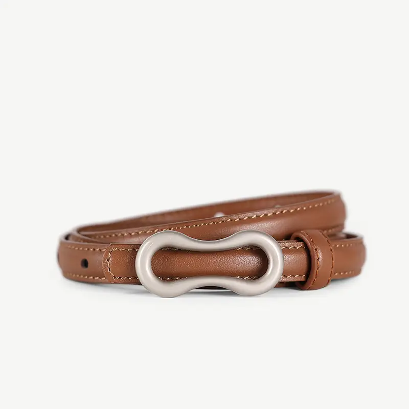 Women's Grey Figure-Eight Buckle Slim Waist Belt - Image 6