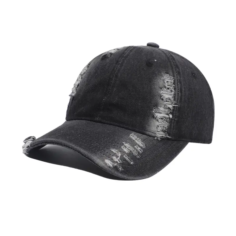 Retro Washed Denim Cap for Women Blue - Image 8
