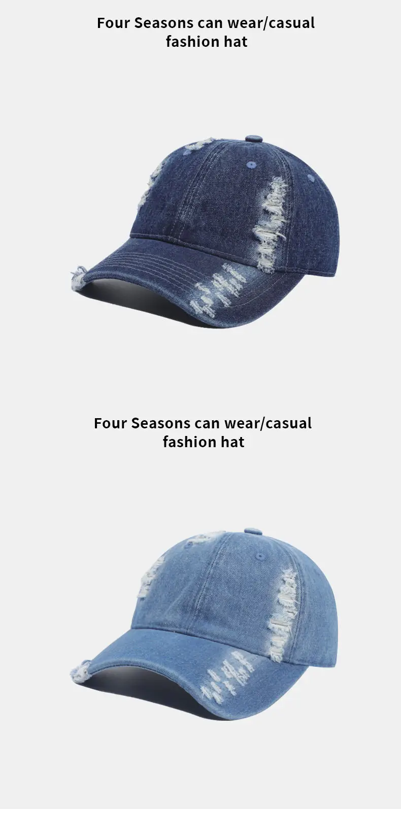 Retro Washed Denim Cap for Women Blue — feature 10