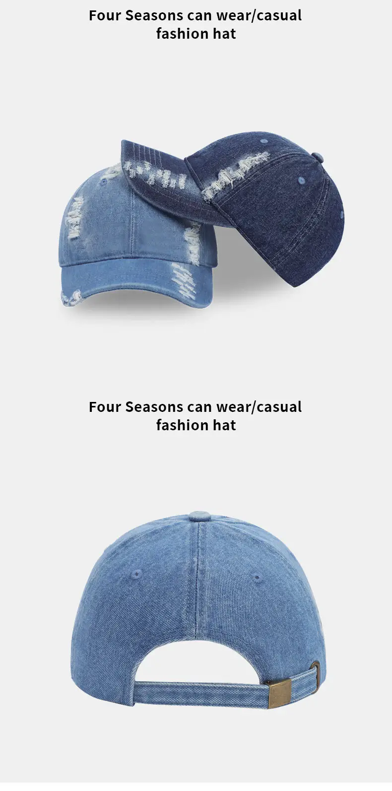 Retro Washed Denim Cap for Women Blue — feature 11