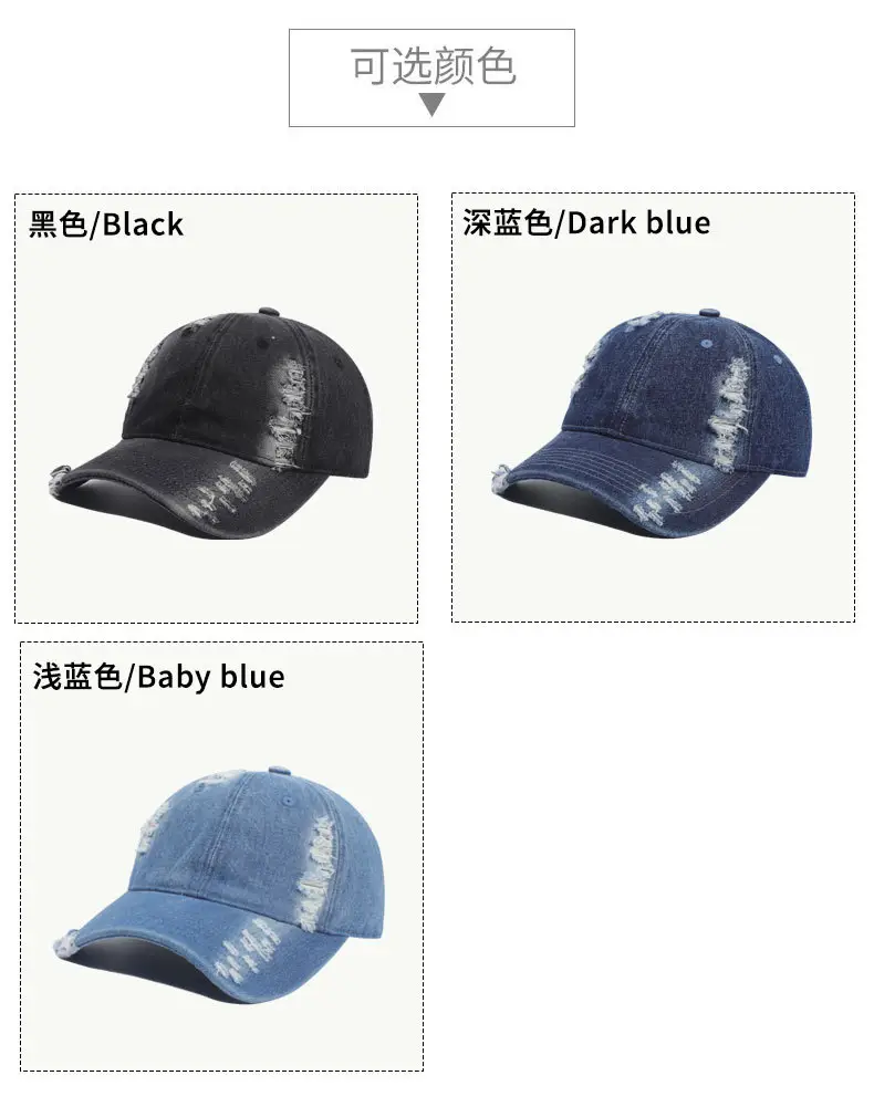 Retro Washed Denim Cap for Women Blue — feature 8