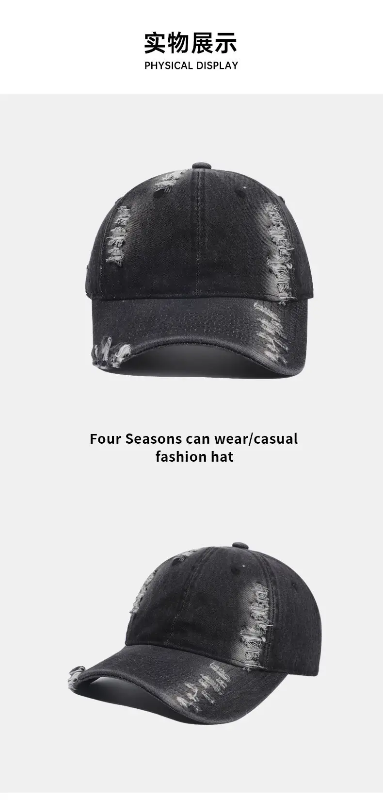 Retro Washed Denim Cap for Women Blue — feature 9
