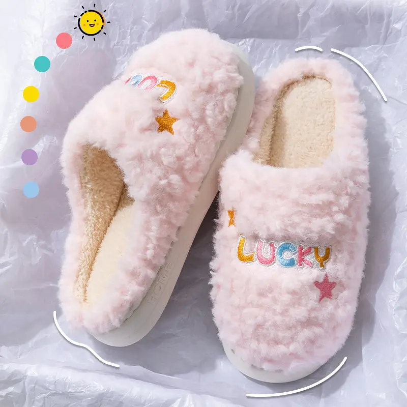 Winter Wool Slippers Orange Star Embroidered - Image 8