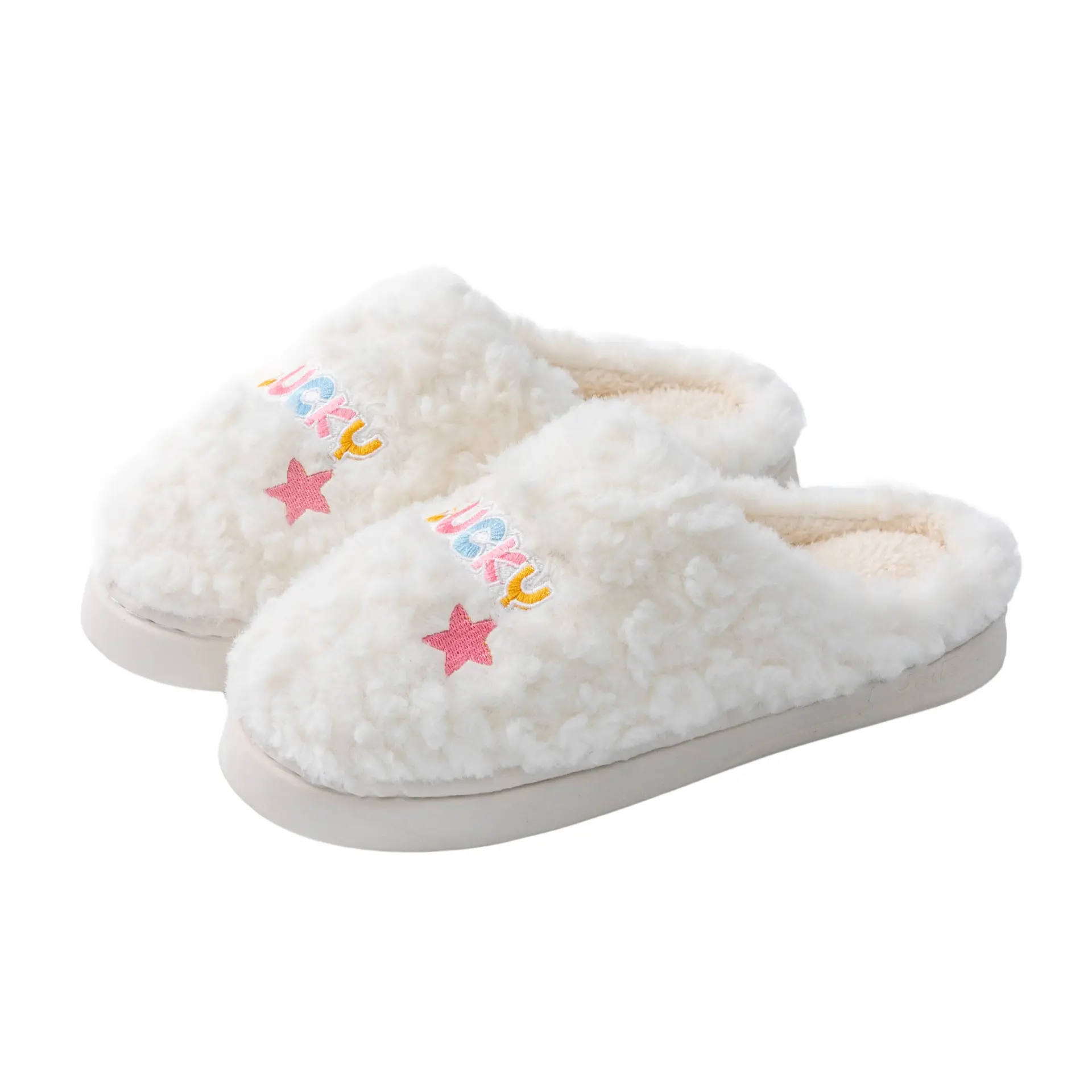 Winter Wool Slippers Orange Star Embroidered - Image 10