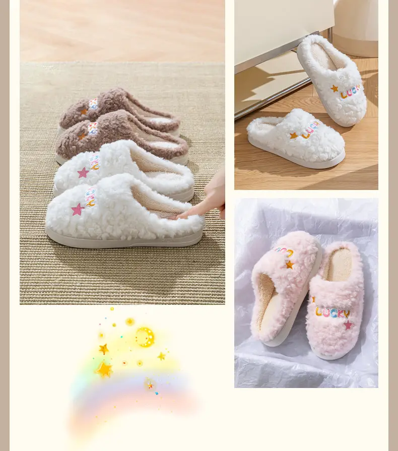 Winter Wool Slippers Orange Star Embroidered — feature 13