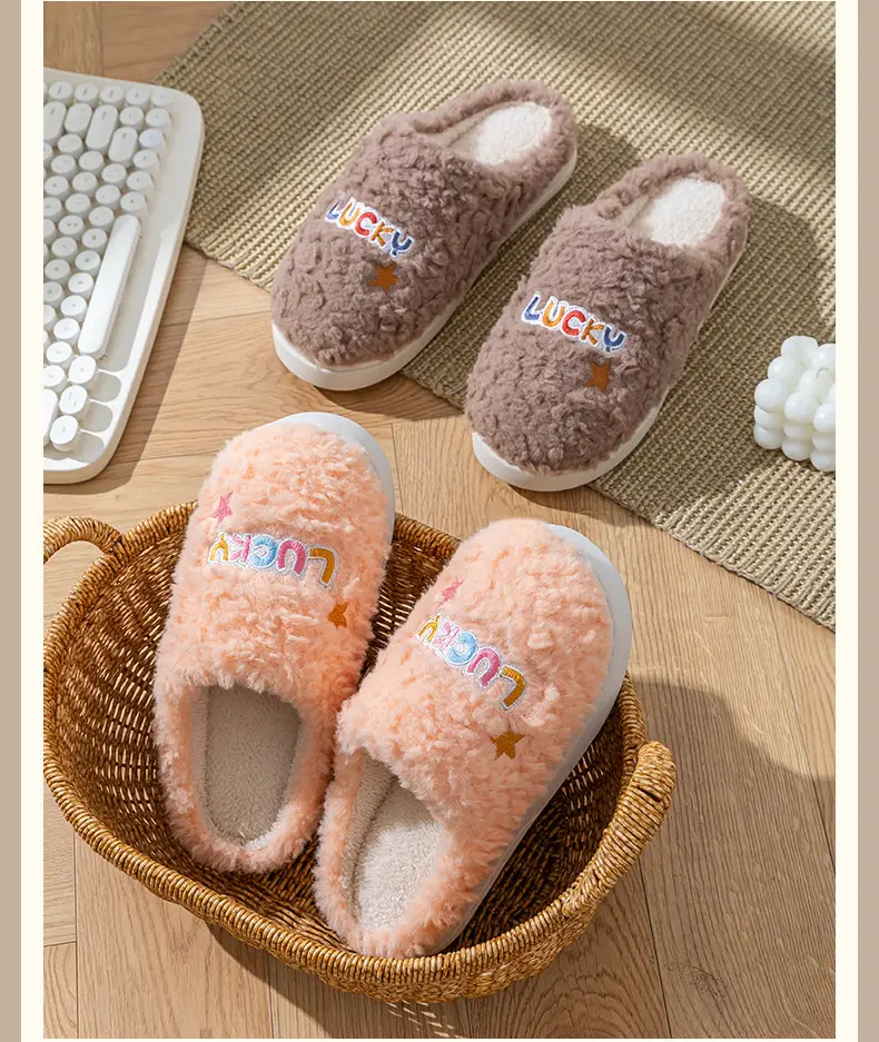 Winter Wool Slippers Orange Star Embroidered — feature 14
