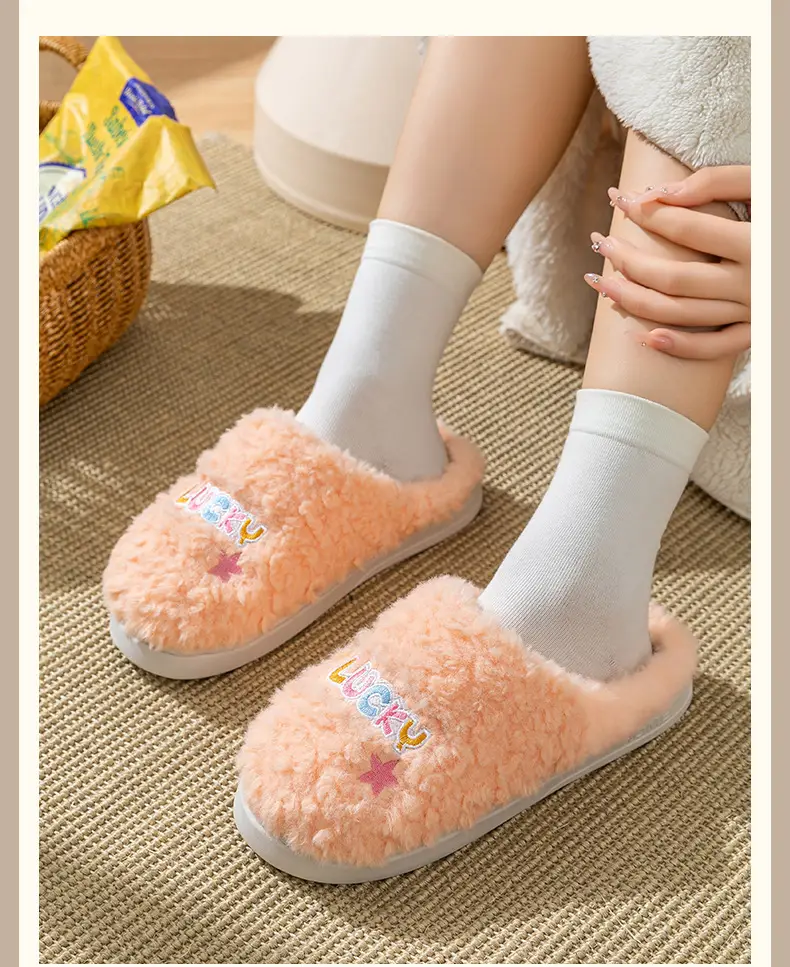 Winter Wool Slippers Orange Star Embroidered — feature 16