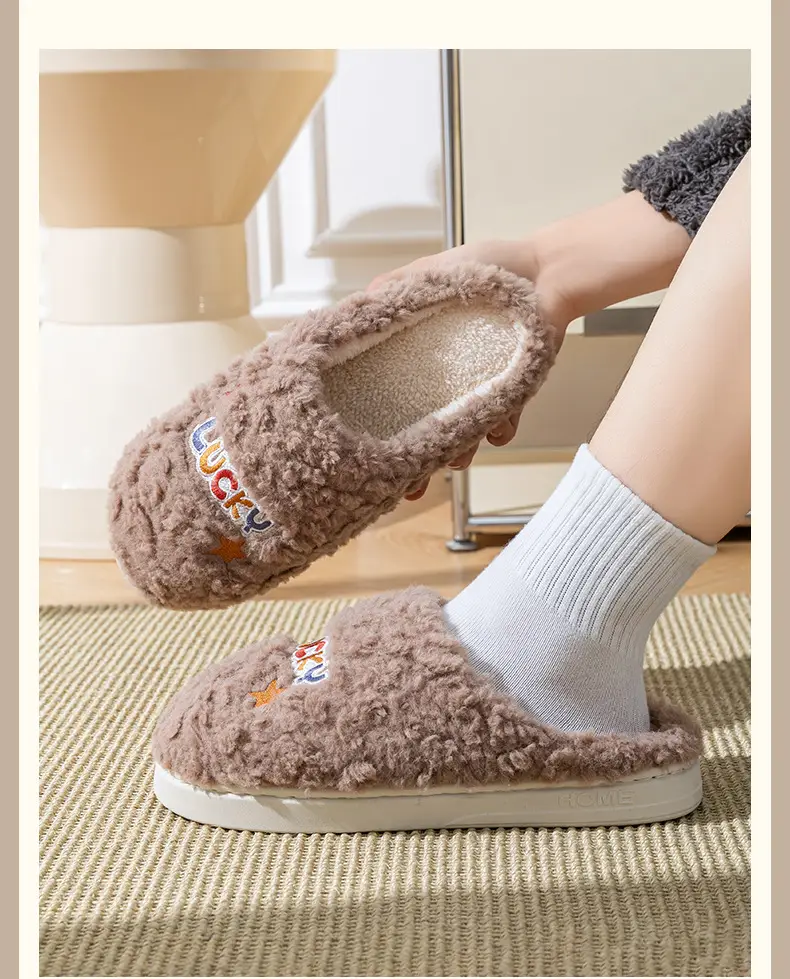 Winter Wool Slippers Orange Star Embroidered — feature 18