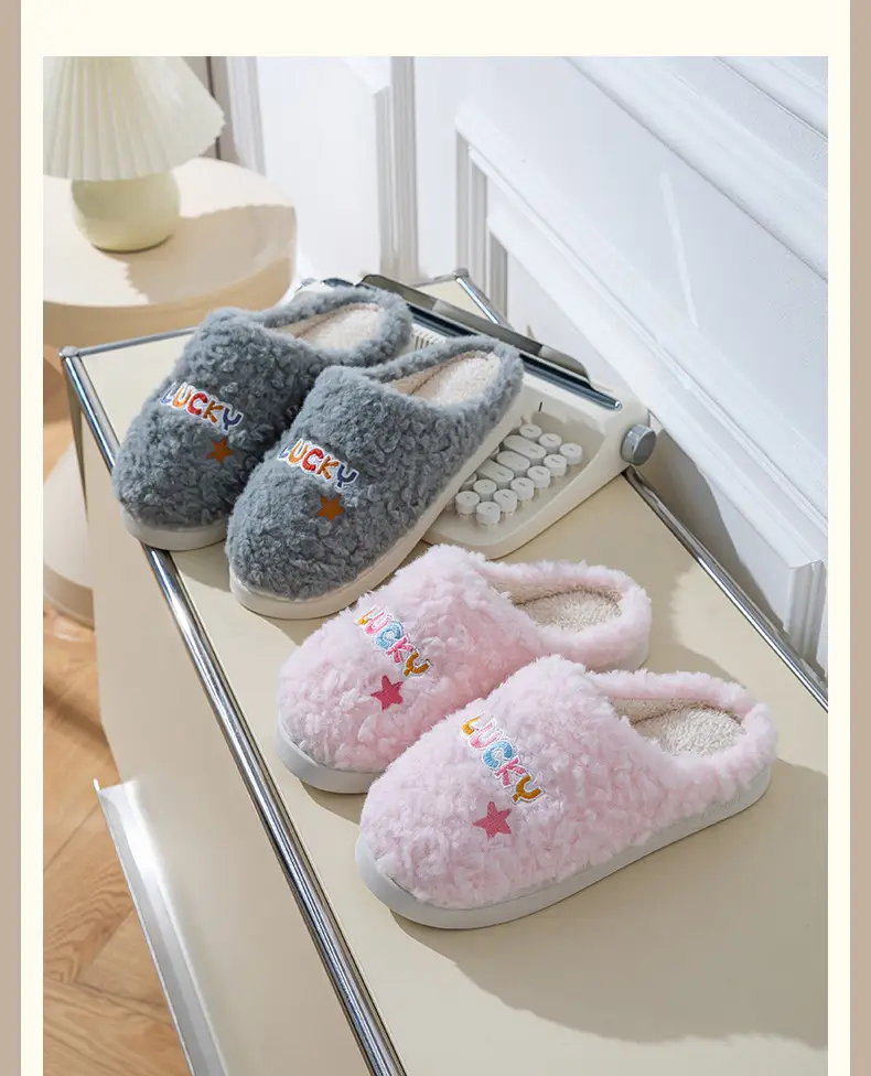Winter Wool Slippers Orange Star Embroidered — feature 19