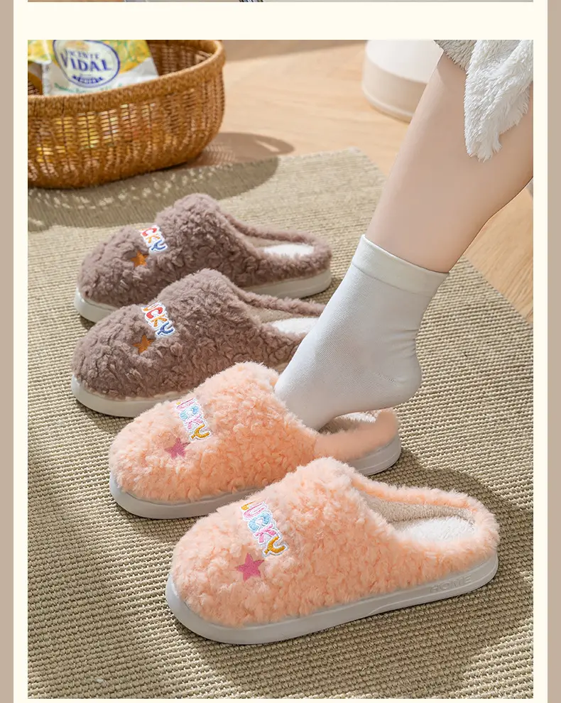 Winter Wool Slippers Orange Star Embroidered — feature 20