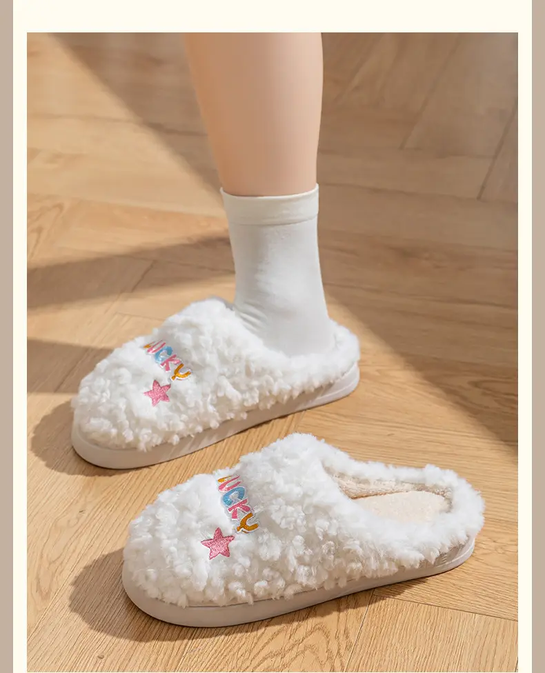 Winter Wool Slippers Orange Star Embroidered — feature 21