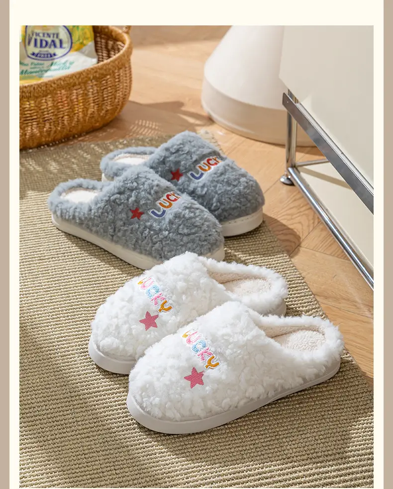 Winter Wool Slippers Orange Star Embroidered — feature 22
