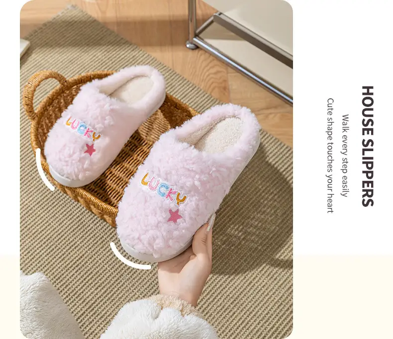 Winter Wool Slippers Orange Star Embroidered — feature 3