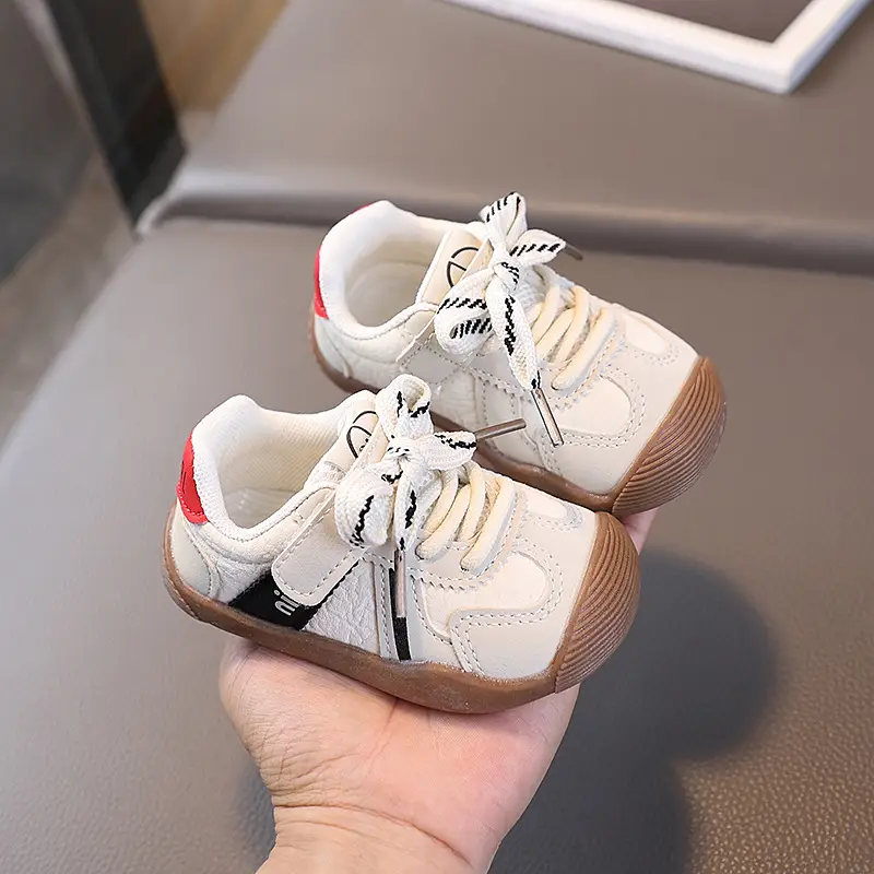 Korean Style Toddler Shoes White Red Sole