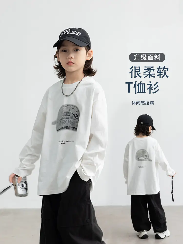 Long Sleeve T-Shirt for Boys Cartoon Print White - Image 2