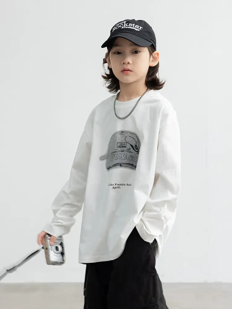 Long Sleeve T-Shirt for Boys Cartoon Print White - Image 3