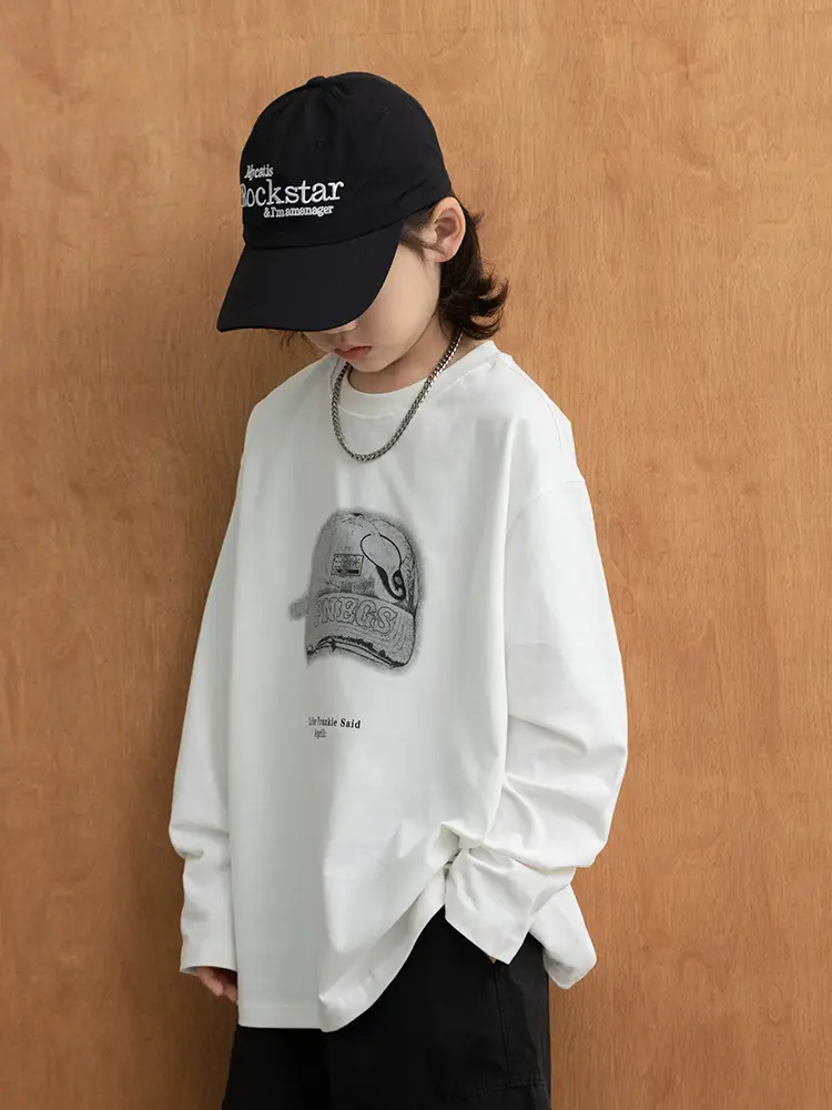Long Sleeve T-Shirt for Boys Cartoon Print White - Image 4