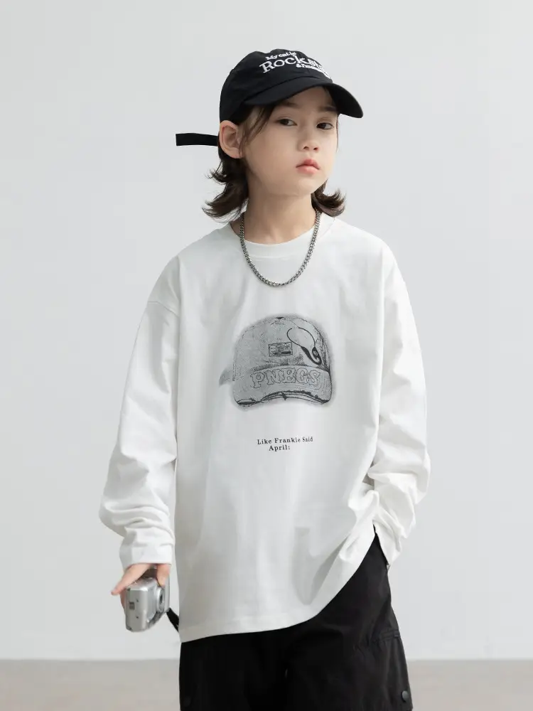 Long Sleeve T-Shirt for Boys Cartoon Print White - Image 5