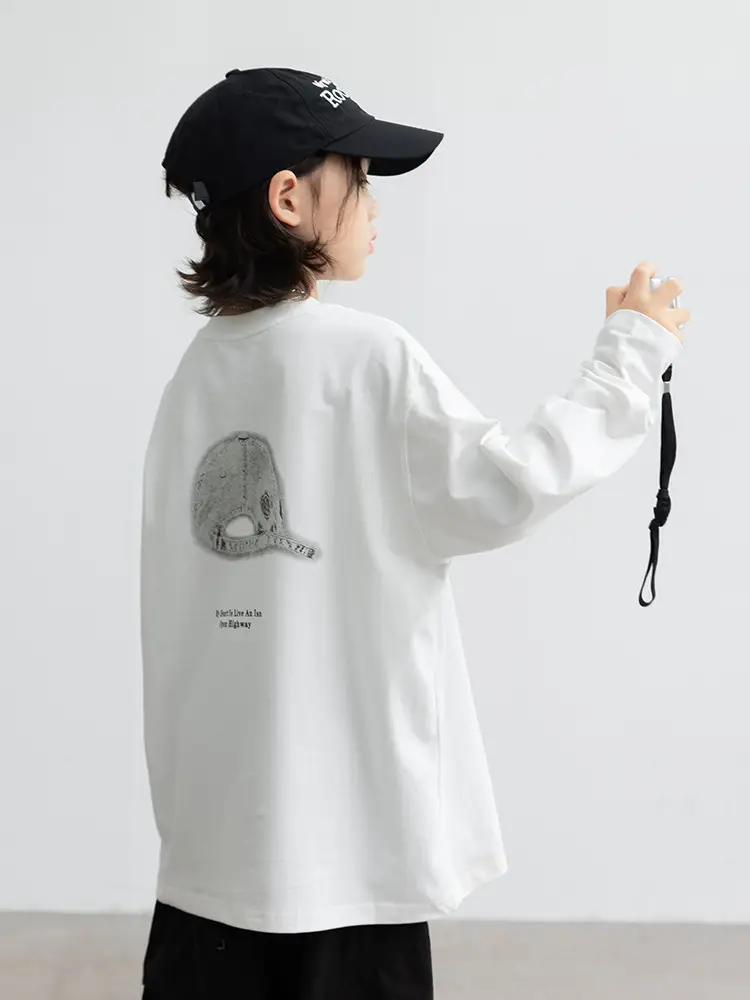 Long Sleeve T-Shirt for Boys Cartoon Print White - Image 6