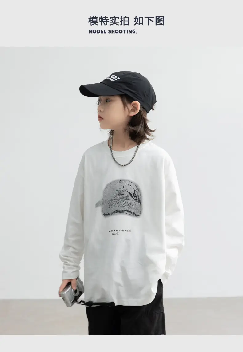 Long Sleeve T-Shirt for Boys Cartoon Print White — feature 10