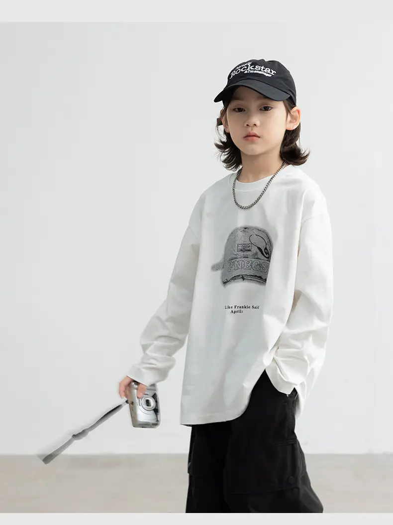 Long Sleeve T-Shirt for Boys Cartoon Print White — feature 17