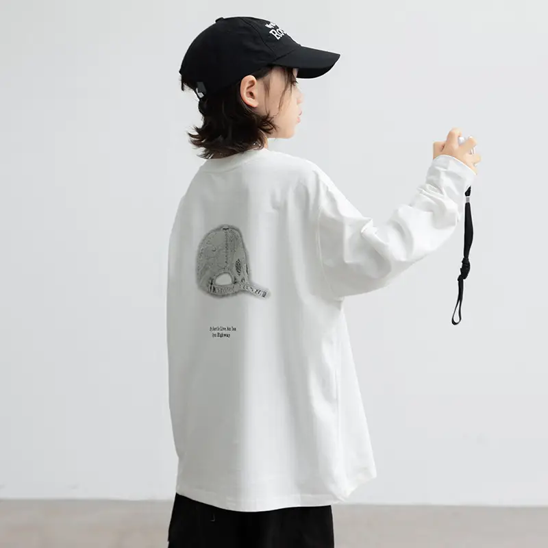 Long Sleeve T-Shirt for Boys Cartoon Print White — feature 2