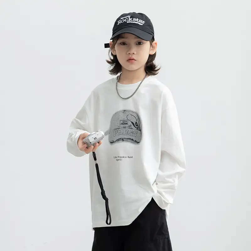 Long Sleeve T-Shirt for Boys Cartoon Print White — feature 4