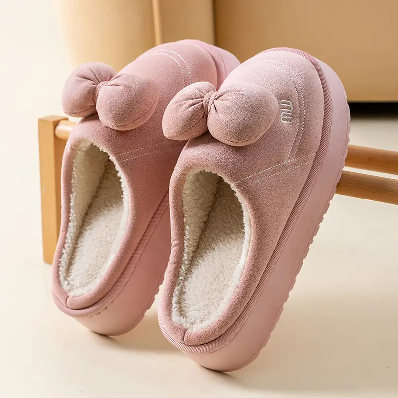 Pink Bow Cartoon Cotton Slippers Winter Warm Indoor - Image 8