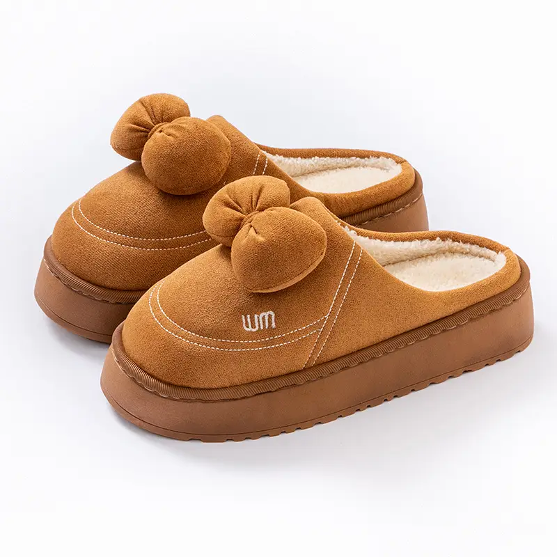 Pink Bow Cartoon Cotton Slippers Winter Warm Indoor - Image 4