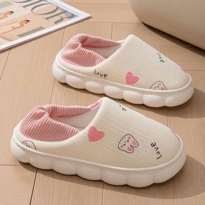 Warm Maternity Shoes Cotton Slippers for Women 2025 New Autumn Indoor Non-Slip Cartoon Home Cotton Shoes with Heel Cover