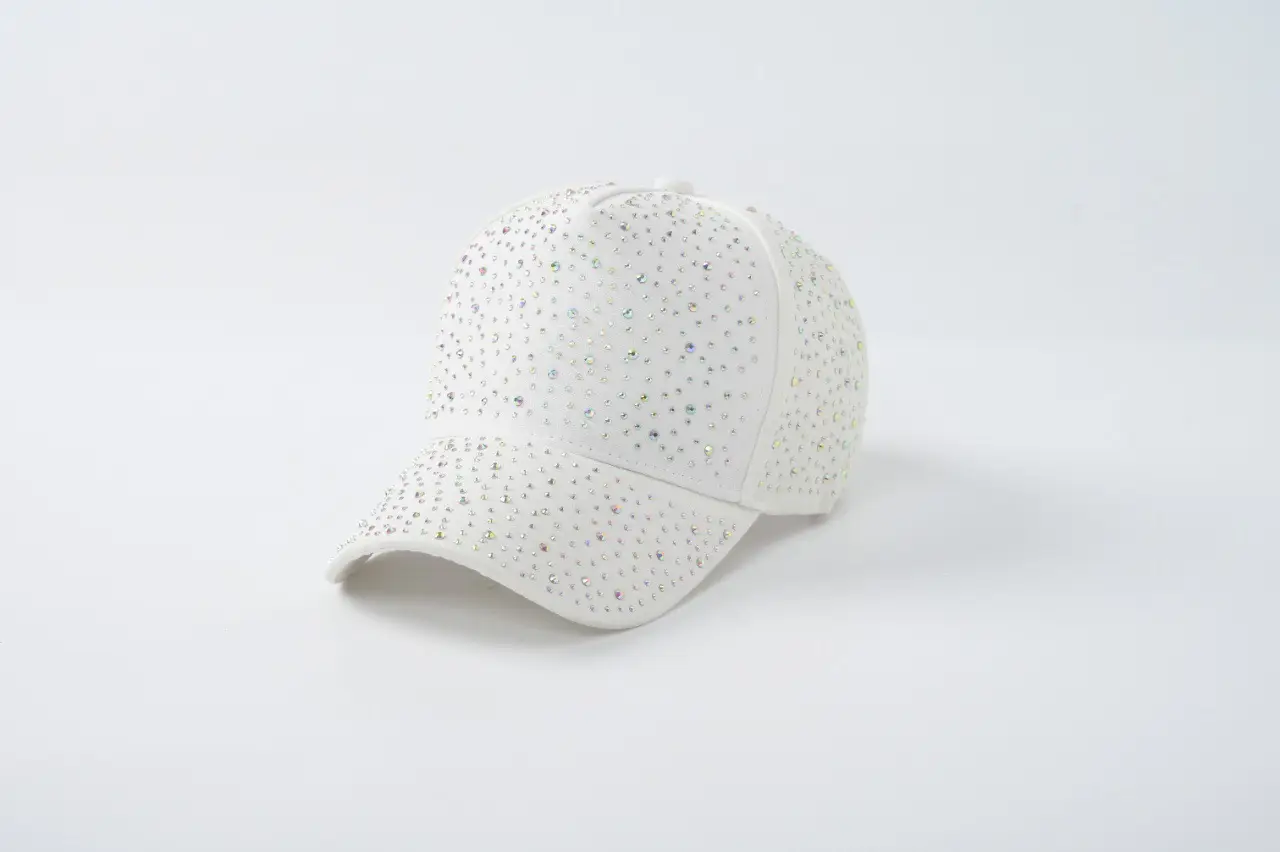 Pink Rhinestone Baseball Cap with Large Brim — feature 10