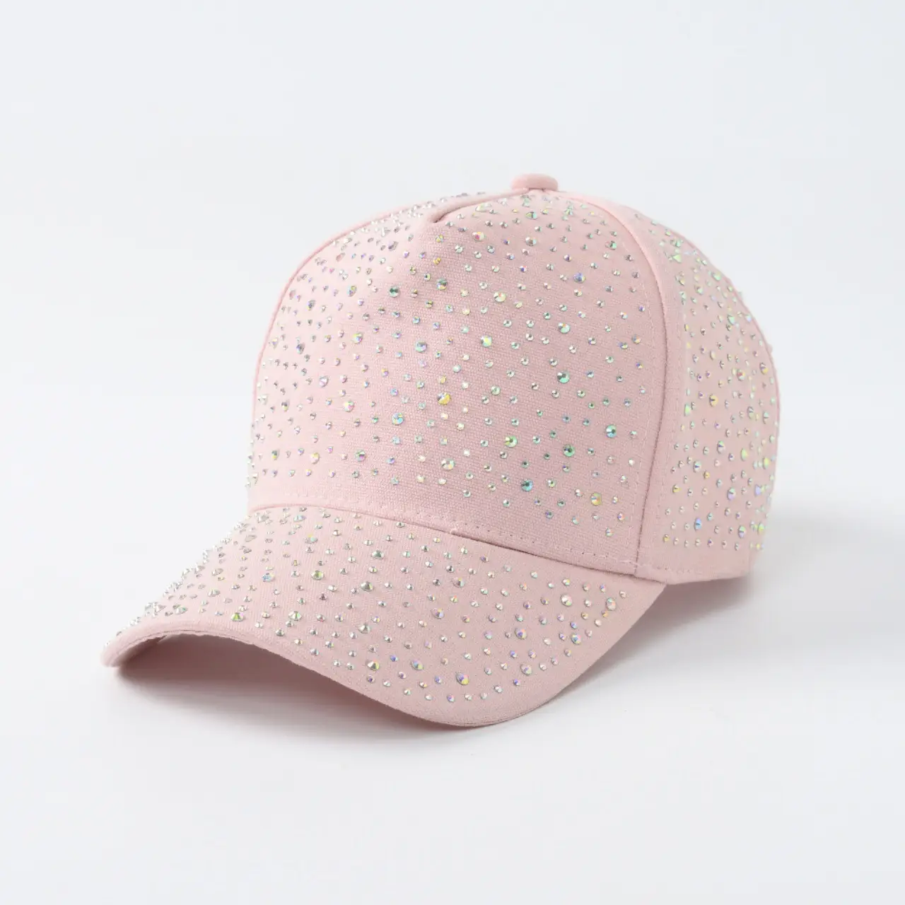 Pink Rhinestone Baseball Cap with Large Brim — feature 4