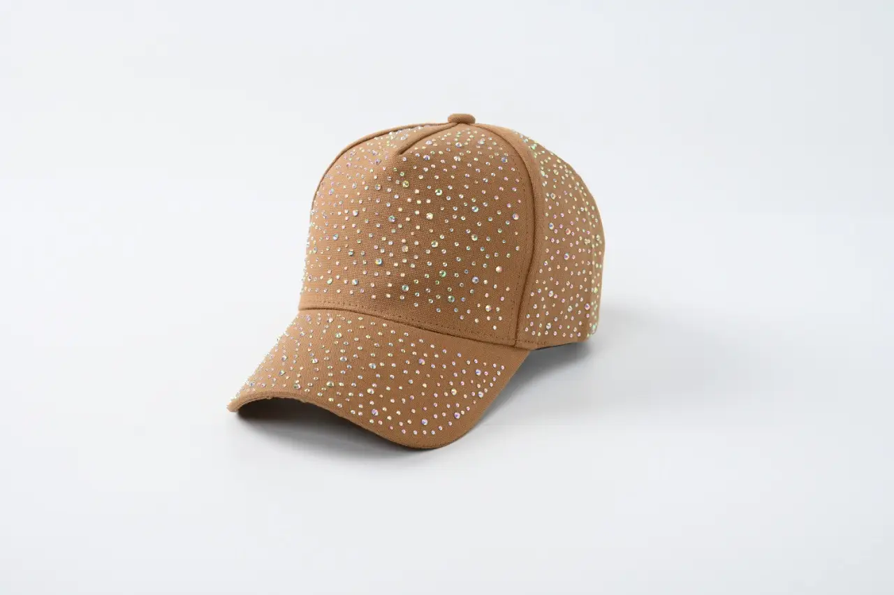 Pink Rhinestone Baseball Cap with Large Brim — feature 9
