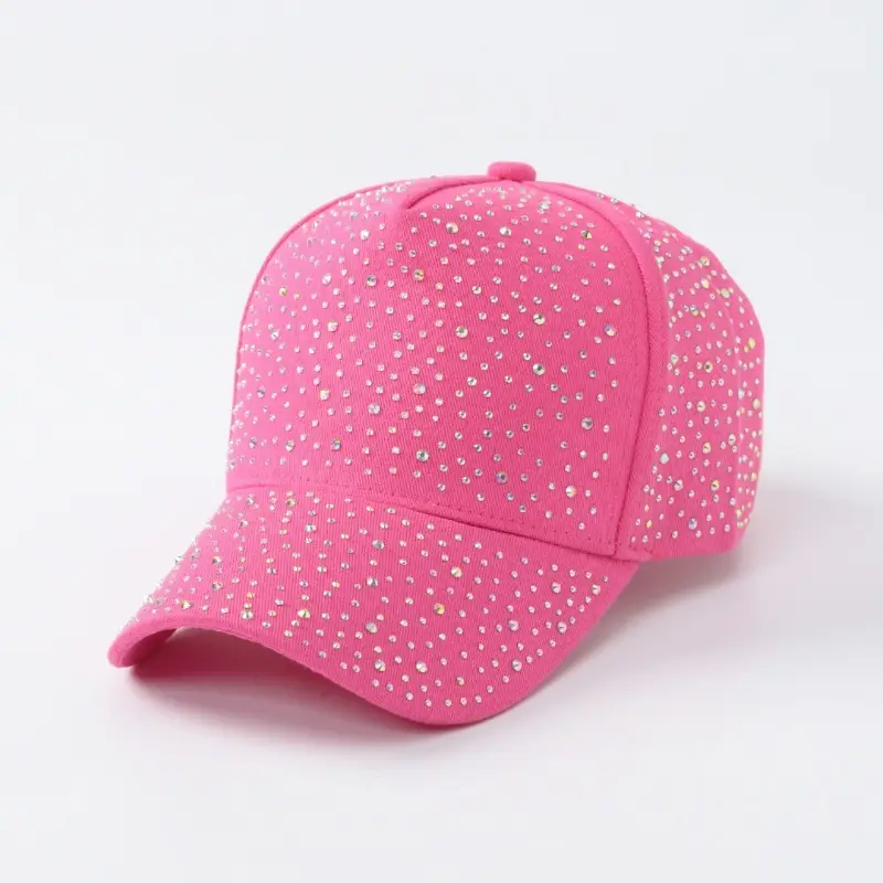 Pink Rhinestone Baseball Cap with Large Brim - Image 6