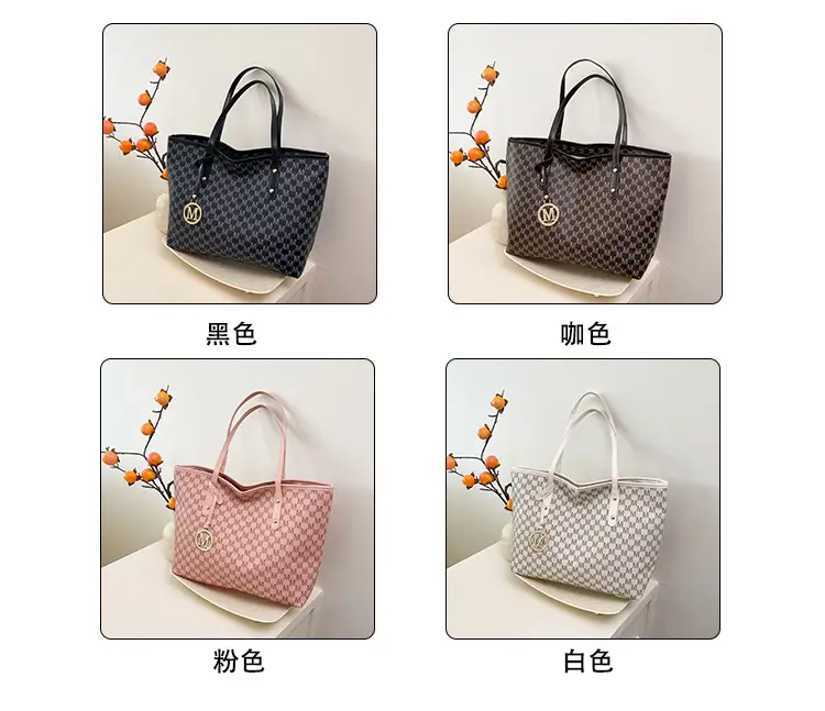 Women Letter Shoulder Bag Pink Gingham Large Capacity — feature 3