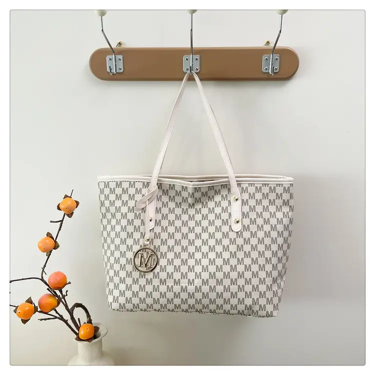 Women Letter Shoulder Bag Pink Gingham Large Capacity