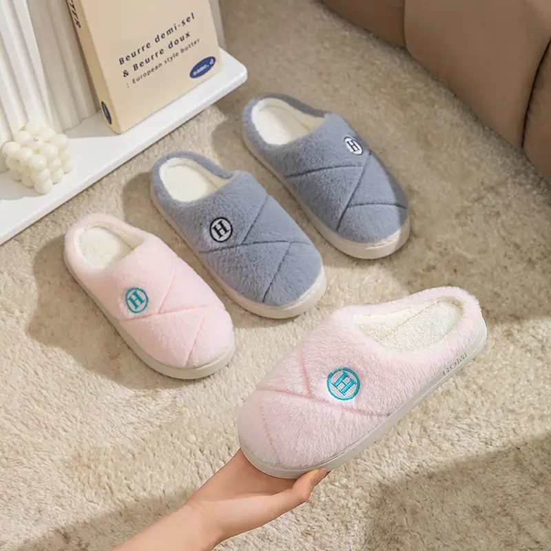 Pink Furry Winter Slippers with Non-Slip Sole - Image 10
