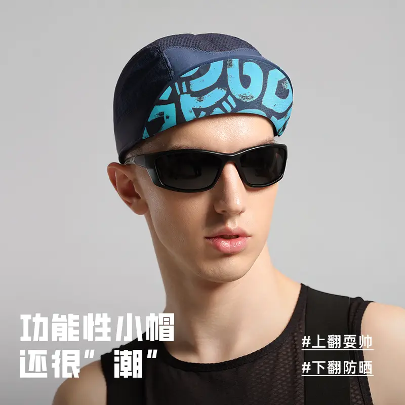 Waterproof Cycling Hat with Helmet Liner Blue - Image 9