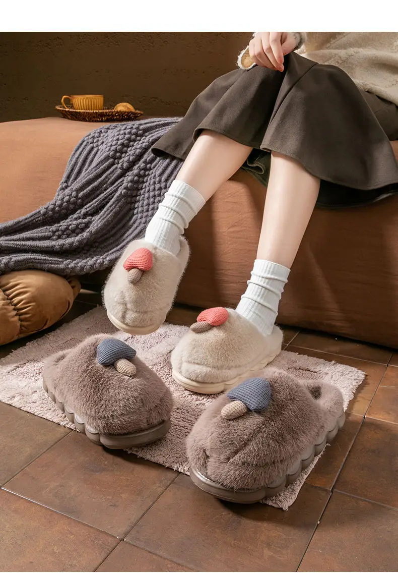 Cute Mushroom Slippers Women Winter Warm Cotton — feature 17