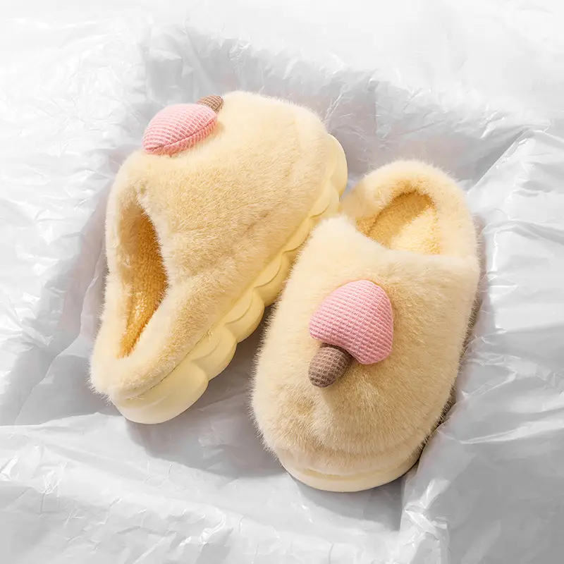 Cute Mushroom Slippers Women Winter Warm Cotton - Image 2